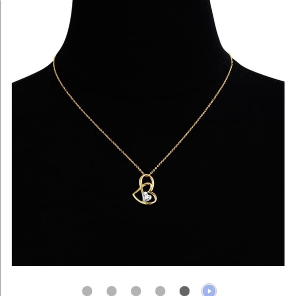 14K Diamond Floating Heart Necklace Valentine - Picture 6 of 10